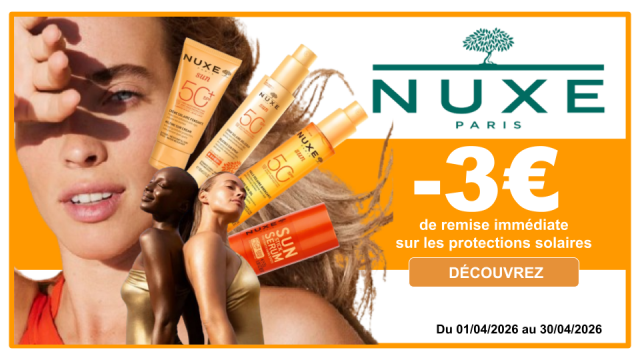 NUXE -3&euro; de remise imm&eacute;diate sur les protections solaires
