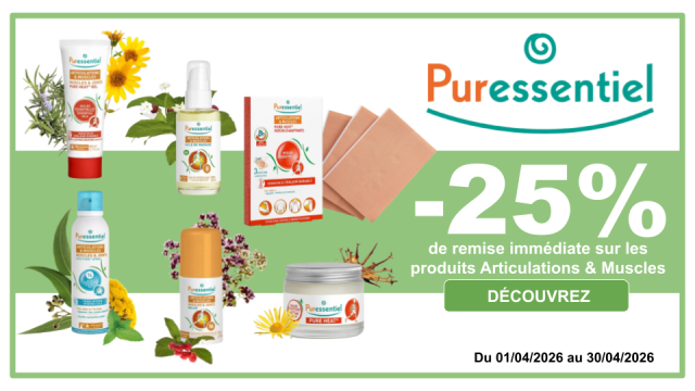 PURESSENTIEL -25% de remise imm&eacute;diate sur les produits Articulations &amp; Muscles