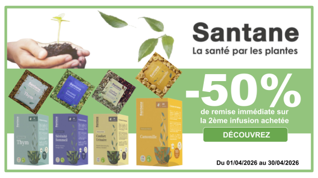 SANTANE -50% de remise imm&eacute;diate sur la 2&egrave;me bo&icirc;te d'infusions achet&eacute;e