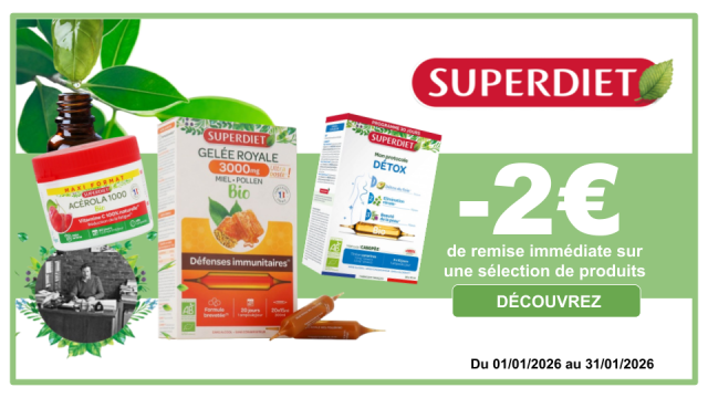 SUPERDIET -2&euro; de remise imm&eacute;diate sur une s&eacute;lection de produits