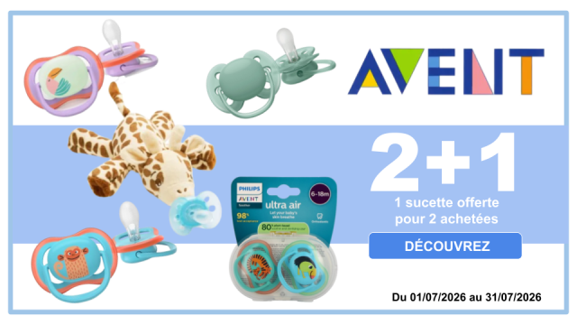 AVENT 1 sucette offerte pour 2 achetées, la moins chère des 3