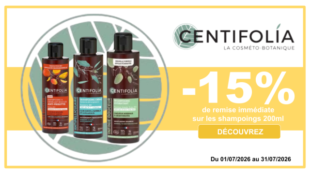 CENTIFOLIA -15% de remise immédiate sur les shampoings 200ml