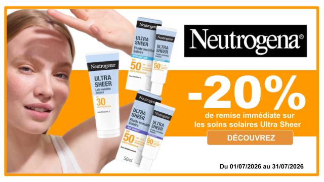NEUTROGENA -20% de remise imm&eacute;diate sur les soins solaires Ultra Sheer