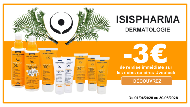 ISISPHARMA -3&euro; de remise imm&eacute;diate sur les soins solaires Uveblock