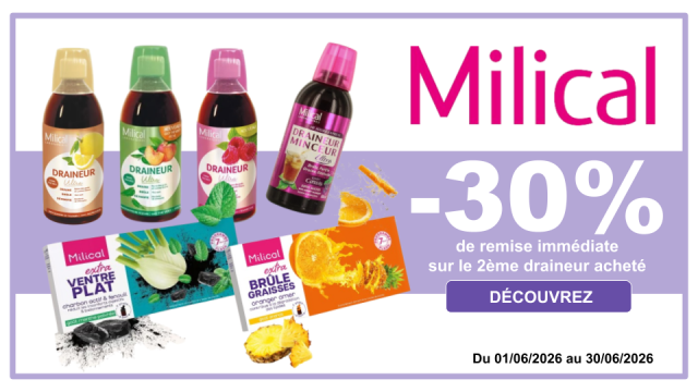MILICAL -30% de remise immédiate sur le 2ème draîneur acheté, le moins cher des 2