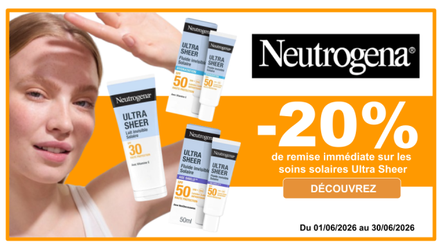 NEUTROGENA -20% de remise imm&eacute;diate sur les soins solaires Ultra Sheer