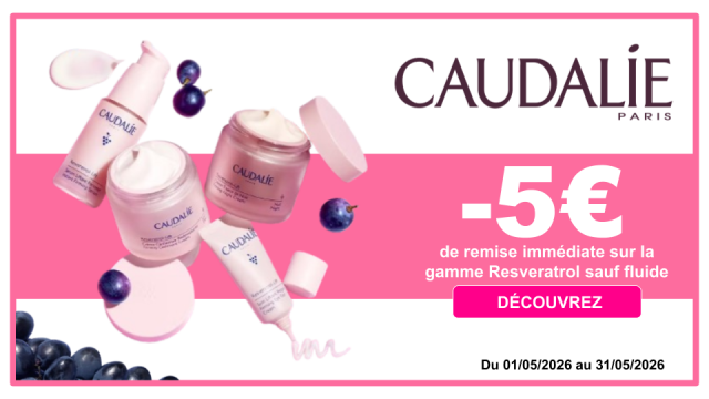 CAUDALIE -5&euro; de remise imm&eacute;diate sur la gamme Resveratrol sauf fluide
