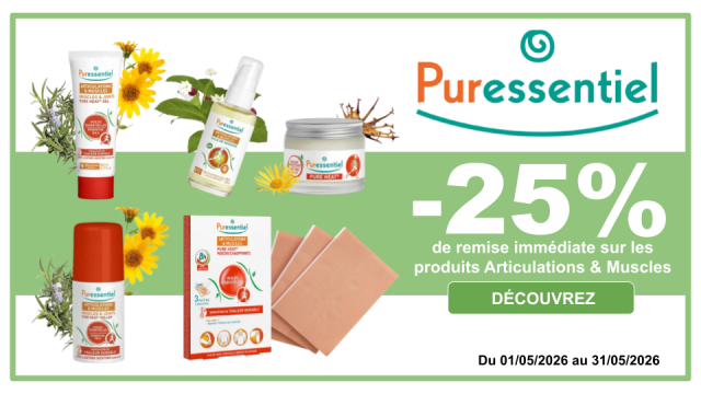 PURESSENTIEL -25% de remise imm&eacute;diate sur les produits Articulations & Muscles