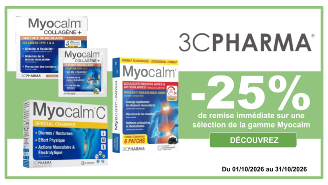 MYOCALM -25% de remise imm&eacute;diate sur une s&eacute;lection de produits