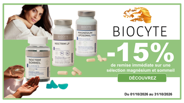 BIOCYTE -15% de remise imm&eacute;diate sur une s&eacute;lection magn&eacute;sium et sommeil