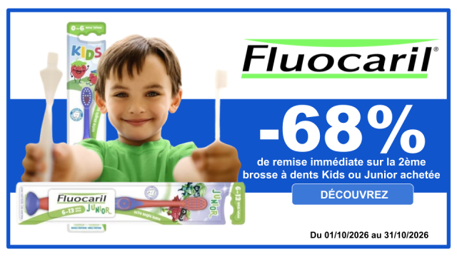 FLUOCARIL -68% de remise imm&eacute;diate sur la 2&egrave;me brosse &agrave; dents Kids ou Junior achet&eacute;e