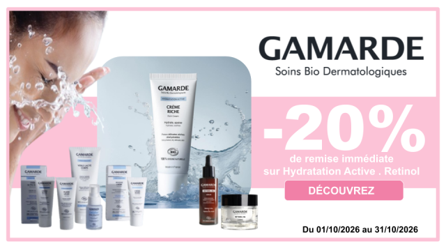 GAMARDE -20% de remise imm&eacute;diate sur Hydratation Active et Retinol