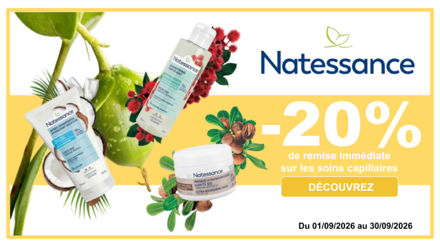 NATESSANCE -20% de remise imm&eacute;diate sur les soins capillaires