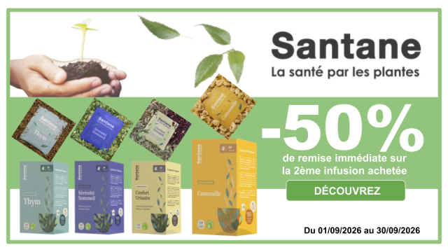 SANTANE -50% de remise imm&eacute;diate sur la 2&egrave;me infusion achet&eacute;e, la moins ch&egrave;re des 2