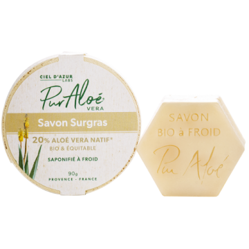 PUR ALOE - Savon saponifi&eacute; &agrave; froid 20% Alo&eacute; Vera Natif 90g