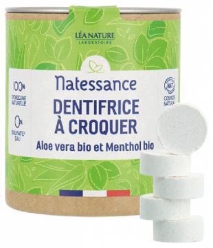 NATESSANCE - Dentifrice à croquer aloe vera bio et menthol bio 80 comprimés