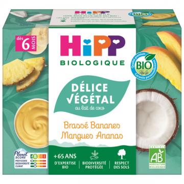HIPP - Hipp biologique d&eacute;lice vegetal brass&eacute; bananes mangues ananas 4x100g