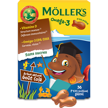 MÖLLERS KID OMEGA 3 - Foie de Morue goût cola 36 gommes