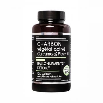 NUTRIVIE - CHARBON VÉGÉTAL ACTIVÉ CURCUMA & PISSENLIT - Ballonnements & Détox 120 gélules