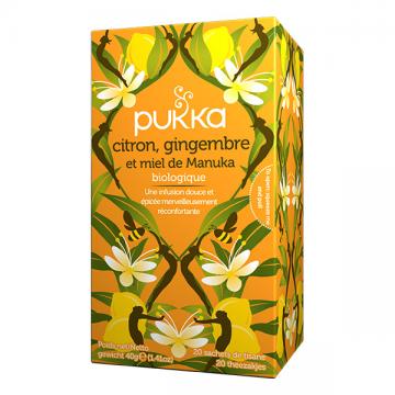 PUKKA - INFUSION citron, gingembre & miel de Manuka 20 sachets