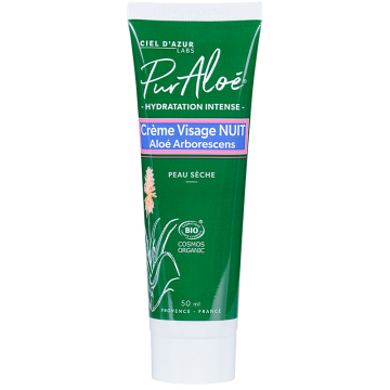PUR ALOE - Hydratation Intense - Cr&egrave;me Visage Nuit Bio 50ml